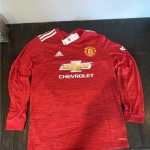Adidas Manchester United 2021 Home Mens Long Sleeve Jersey Red Size L FM4290